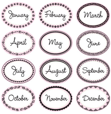 Calendar Borders & Centers Oval 1-3/4” x 2-5/16”