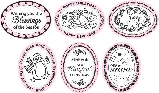 Christmas Joy Borders & Centers Oval 1-3/4” x 2-5/16”.